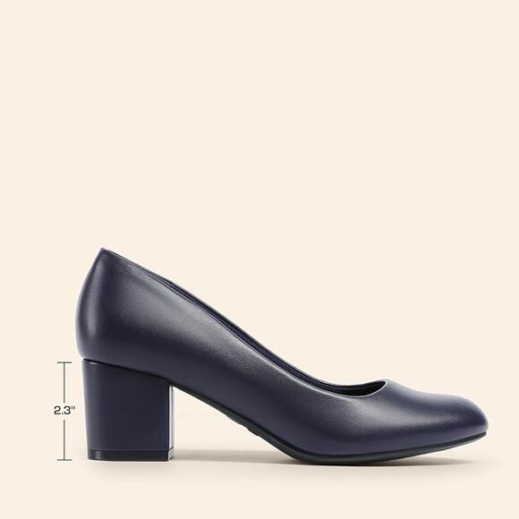 NWT DREAM PAIRS Women's Pumps Low Block Heel Dress Shoes Navy Sz 7.5 SDPU2462W - Picture 2 of 6